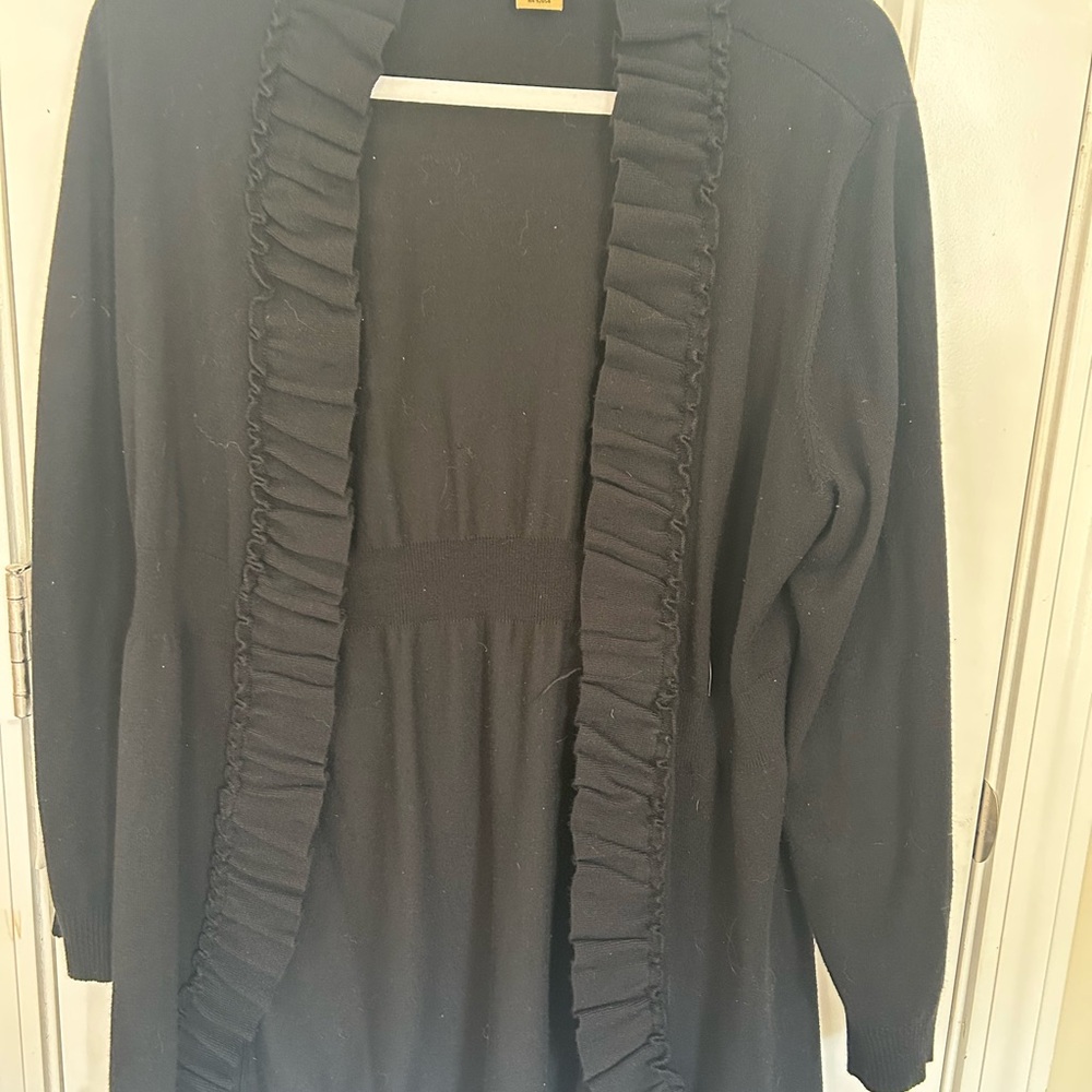 Valerie Stevens Black Ruffled Cardigan